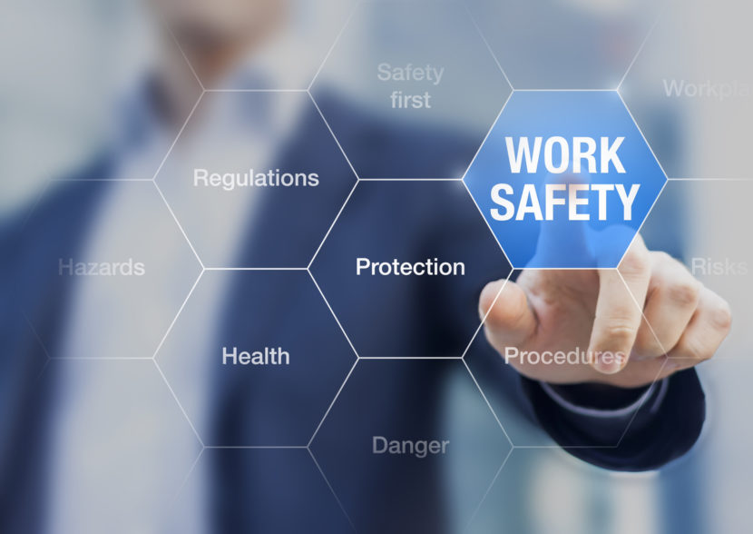Businessman presenting work safety concept, hazards, protections, health and regulations on vendorsmart.com