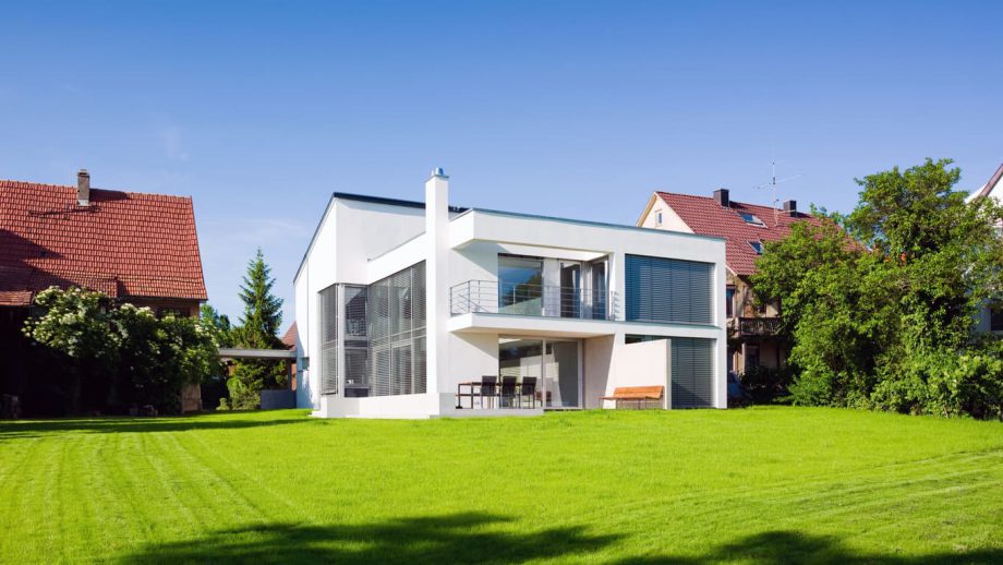 An eco-friendly house in a community with sustainable practices